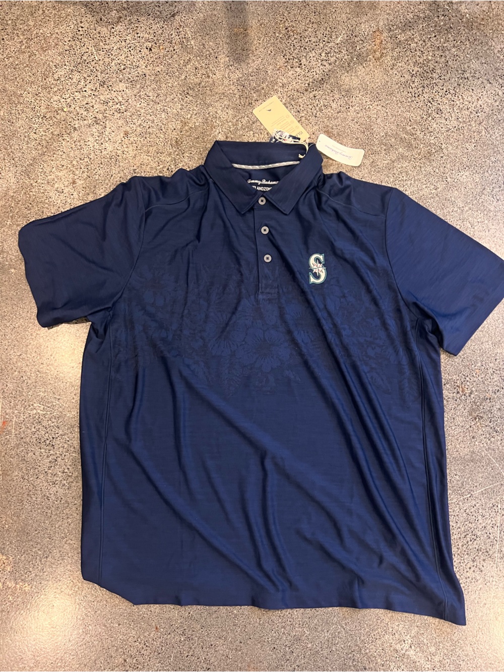 Seattle Mariners Tommy Bahamas Navy S Logo Polo Shirt